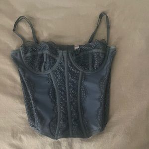 Blue lace corset tank top